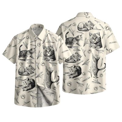 Summer Dog Lover Print Casual Hawaiian Shirt, Tropical Cute Animal Design Button Shirt, Birthday Gifts