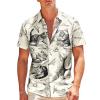Summer Dog Lover Print Casual Hawaiian Shirt, Tropical Cute Animal Design Button Shirt, Birthday Gifts view 2