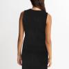 ZINTAOZT Women Summer 2 Piece Skirt Outfit V Neck Button Tank Top Vest Bodycon Knit Maxi Long Skirt Set Waffle Dress Suit (A1 Black, S) view 3