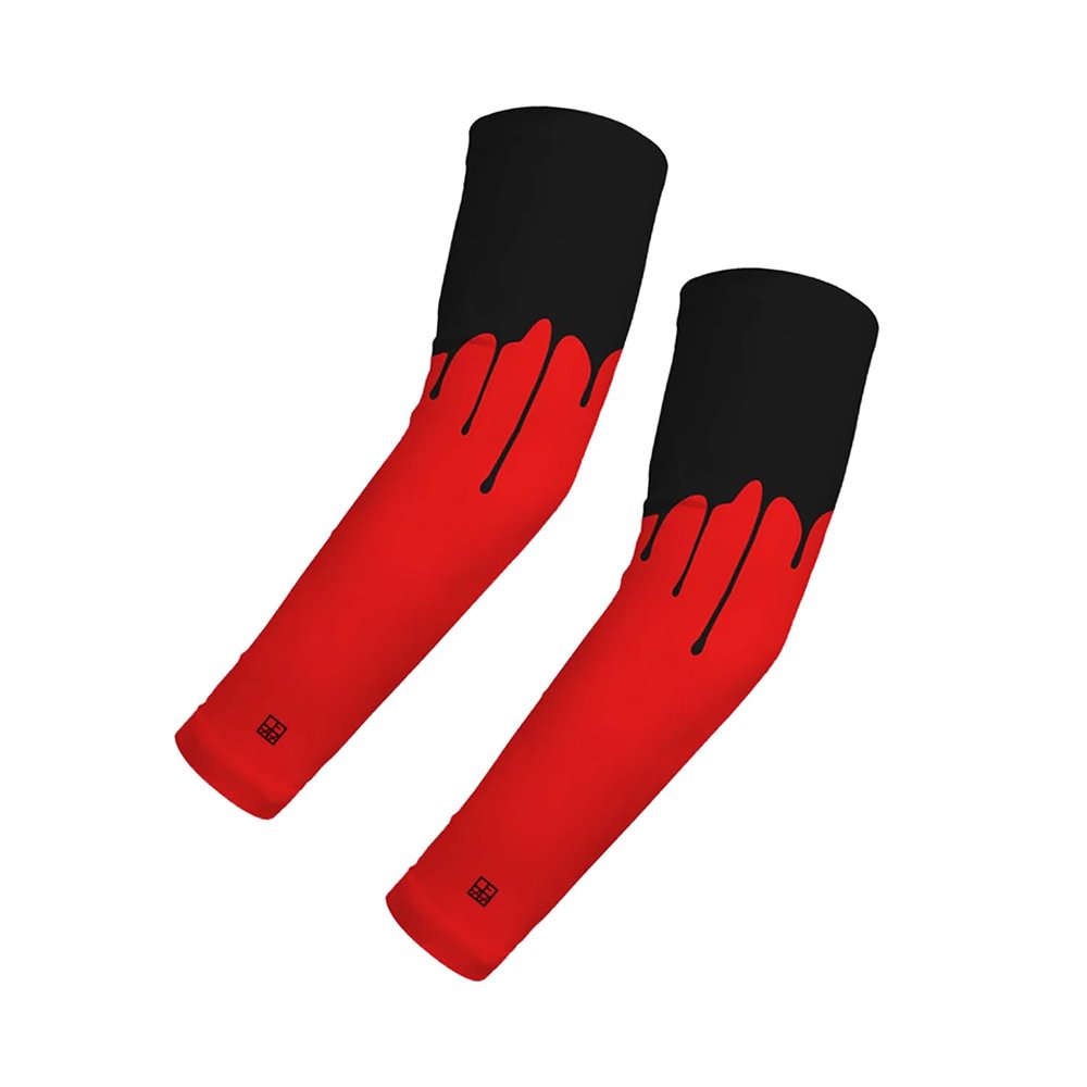 DEHAHA Men's Womens Drip Sports Compression Arm Sleeves for Golf Tennis Game, Red Adult Large