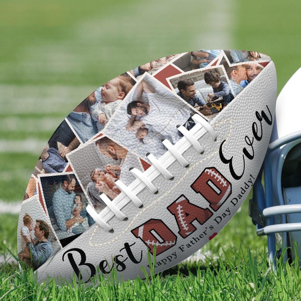 Jaydouble Personalized Footballs Fathers Festival Day Gifts Custom Football with Photo Text Birthday Gift for Dad Gifts for Christmas Anniversary Customized Photo Football Dad Birthday Gift