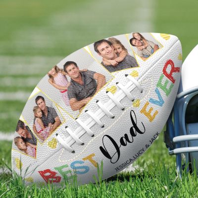 Jaydouble Custom Footballs Fathers Festival Day Gift Personalized Photo Football Dad Birthday Gift Customized Football with Photo Text Gifts for Christmas Anniversary Birthday Gifts for Dad