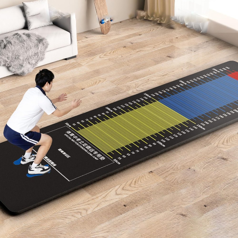 UrbanUp Long Jump Mat Indoor Standing Measuring Mat for Marble Floor/Concrete Floors, Multi Functional Physical Training Board, Outdoor Soft Rubber Jump Rope Mat