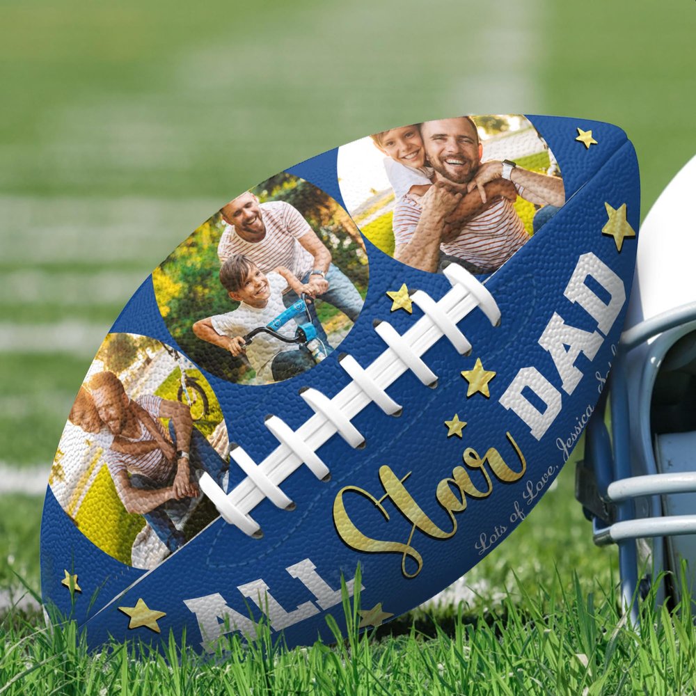 Jaydouble Custom Footballs Fathers Festival Day Gift Personalized Photo Football Dad Birthday Gift Customized Football with Photo Text Gifts for Xmas Birthday Gifts for Dad from Daughter Son