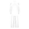 2024 summer fashion trends women Linen 2 Piece Sets For Women Summer 2024 Loose Long Sleeve Shirts Wide Leg Pant Matching Set Plus Size Vacation Outfits women track suits 2 piece set White S view 4