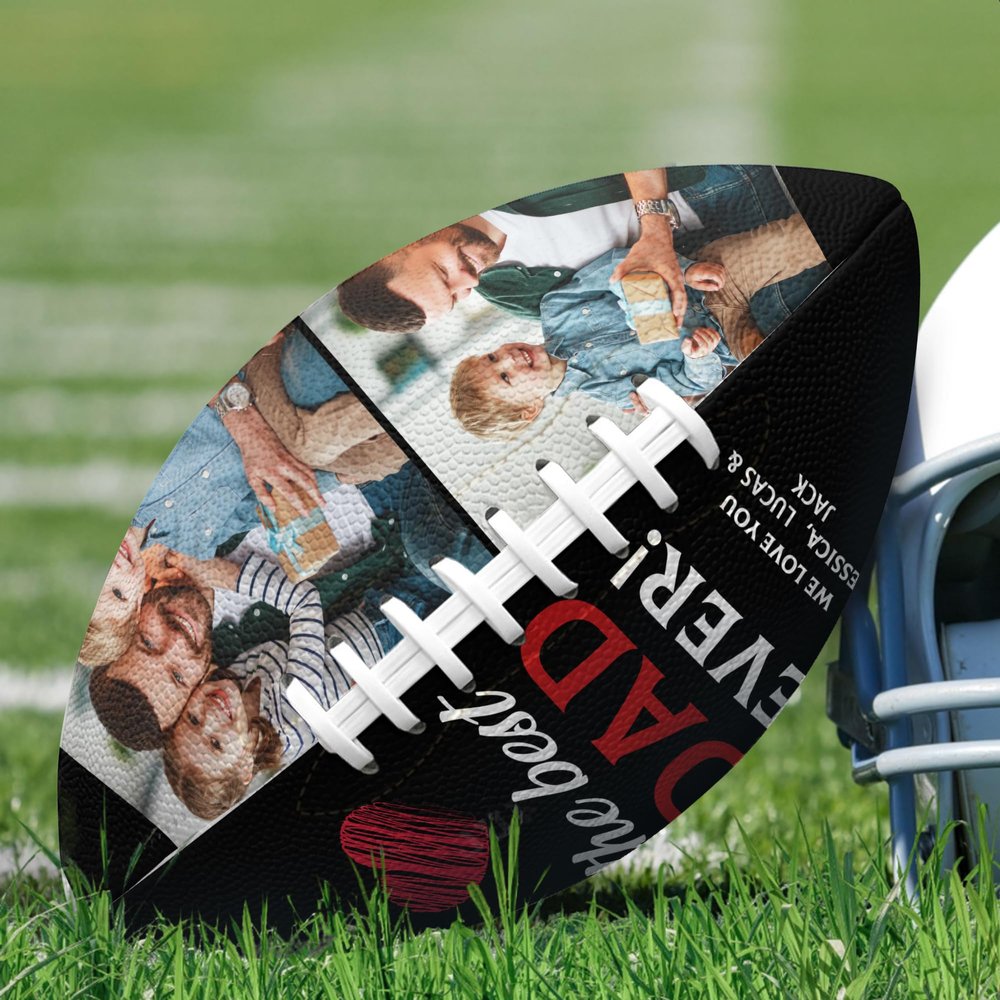 Jaydouble Customized Footballs Fathers Festival Day Gift Custom Photo Football Dad Birthday Gift Personalized Football with Photo Text Gifts for Christmas Anniversary Birthday Gifts for Dad
