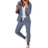 SMIDOW plus size two piece sets for women Blazer Sets Women 2 Piece Outfits Trendy 2024 Open Front Blazer And Pant Set Business Casual Office Work Suits womens track suits 2 piece set Sky Blue XL view 1
