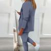 SMIDOW plus size two piece sets for women Blazer Sets Women 2 Piece Outfits Trendy 2024 Open Front Blazer And Pant Set Business Casual Office Work Suits womens track suits 2 piece set Sky Blue XL view 4