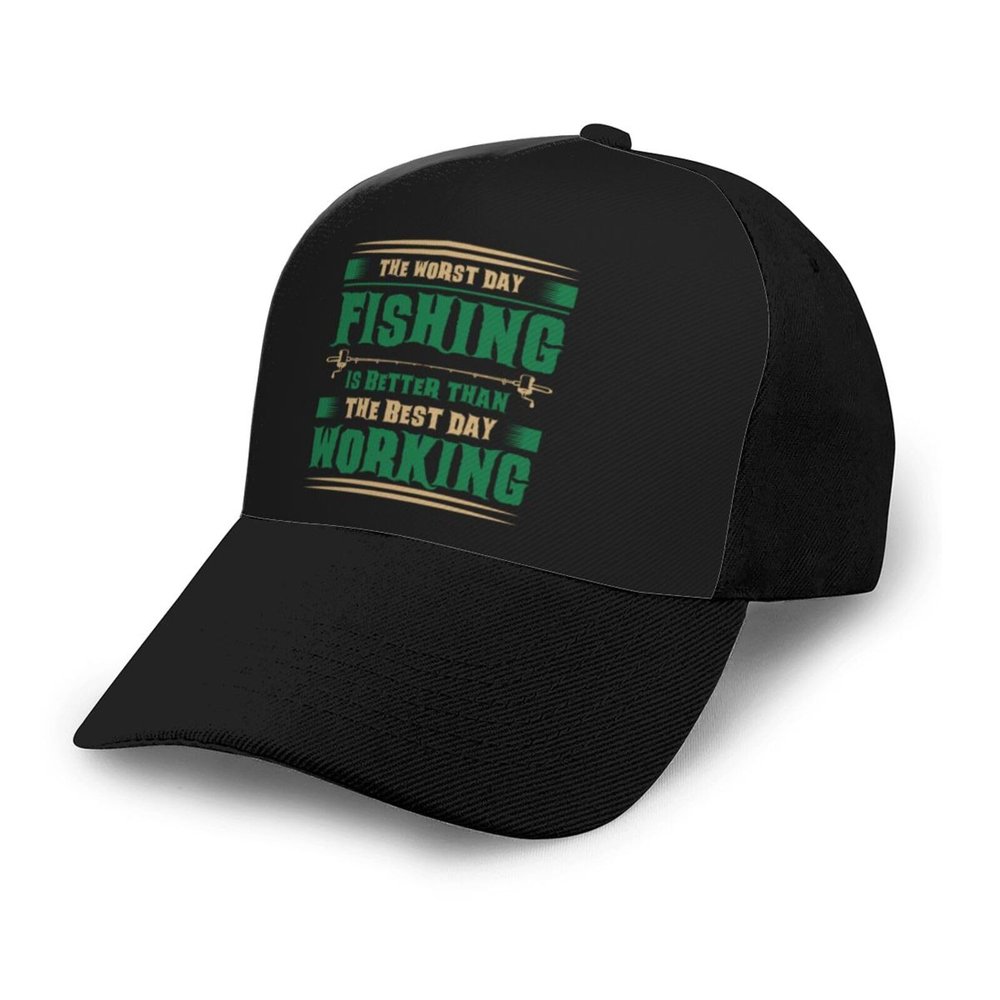 The Worst Day Fishing Baseball Cap Women Men Hat Outdoor Leisure Sun Hat Adjustable Truck Driver Baseball Caps Dad Hats Black
