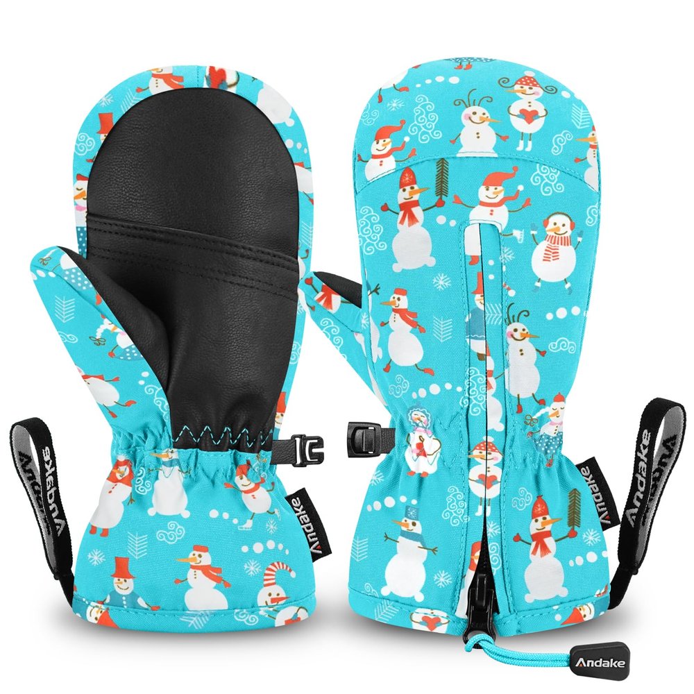 Andake Kids Ski Mittens Gloves Waterproof&Breathable Winter Warm Snow Gloves for Ages 1-10 Toddler Baby Girls and Boys(Snowman,XXS(Fits 3-6Y))
