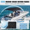 Mionovity 3 Bow Bimini Top Replacement Canvas with Light Hole & Storage Boot, Heavy Duty Waterproof 900D Durable Marine Sun Shade Bimini Top Canvas Only Without Frame, 6'L 67"-72" W Black, No Frame view 2