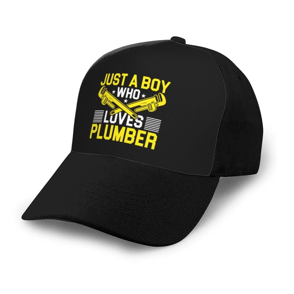 Just A Boy Who Loves Plumber Baseball Cap Women Men Hat Outdoor Leisure Sun Hat Adjustable Truck Driver Baseball Caps Dad Hats Black