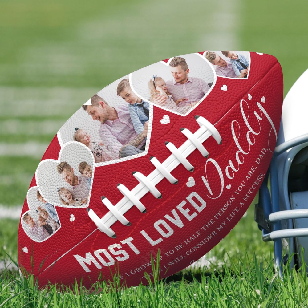 Jaydouble Custom Footballs Fathers Festival Day Gift Personalized Photo Football Dad Birthday Gift Customized Football with Photo Text Birthday Gifts for Dad Gifts for Christmas Anniversary