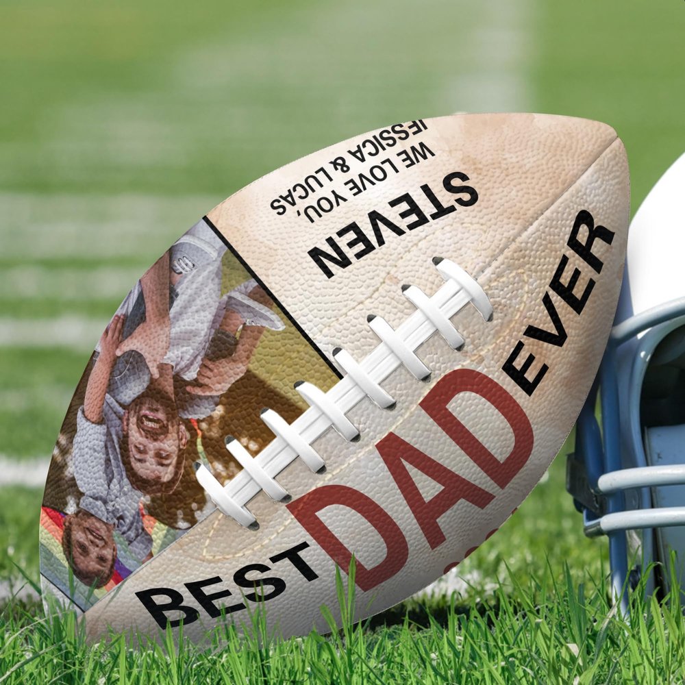 Jaydouble Custom Footballs Fathers Festival Day Gift Personalized Photo Football Dad Birthday Gift Customized Football with Photo Text Birthday Gifts for Dad from Daughter Son Gifts for Xmas