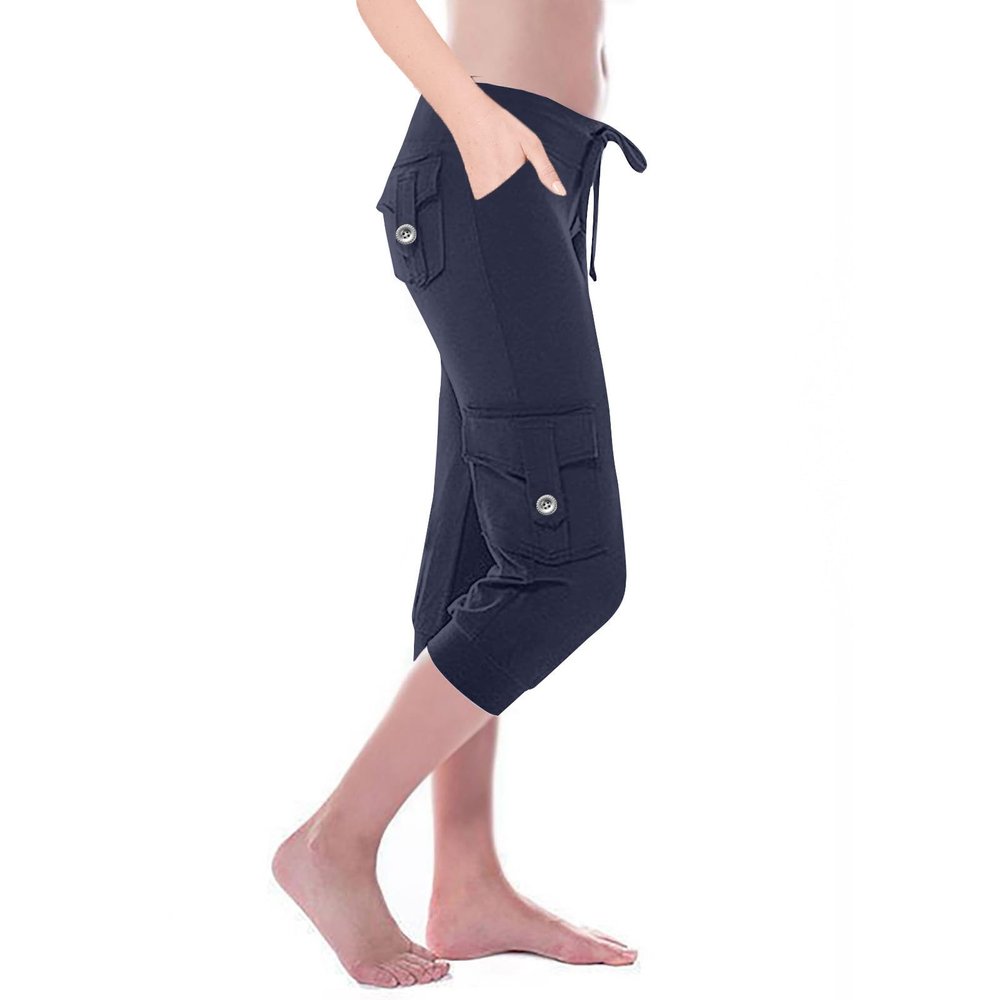 Womens Cargo Capri Pants with Pockets Lightweight Joggers Yoga Hiking Pants Workout Sweatpants Summer Casual Trousers