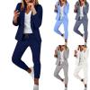 SMIDOW two piece sets for women plus size Blazer Sets Women 2 Piece Outfits Trendy 2024 Open Front Blazer And Pant Set Business Casual Office Work Suits traveling outfits women Navy S view 1