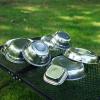 XHTLLO Stainless Steel Camping Dinnerware Set, 22 Piece Service Plate Set for Outdoor Hazards view 2