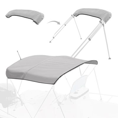 Mionovity 3 Bow Bimini Top Replacement Canvas with Light Hole & Storage Boot, Heavy Duty Waterproof 900D Durable Marine Sun Shade Bimini Top Canvas Only Without Frame, 6'L 54"-60" W Grey, No Frame
