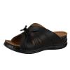 2024 Summer Wide Width Leather Platform Wedge Slides Heels,Fashion Bow Tie Decorative Open Toe Sandal Anti-Slip Breathable Walking Slippers with Arch Support Comfortable Slip On Slippers view 1