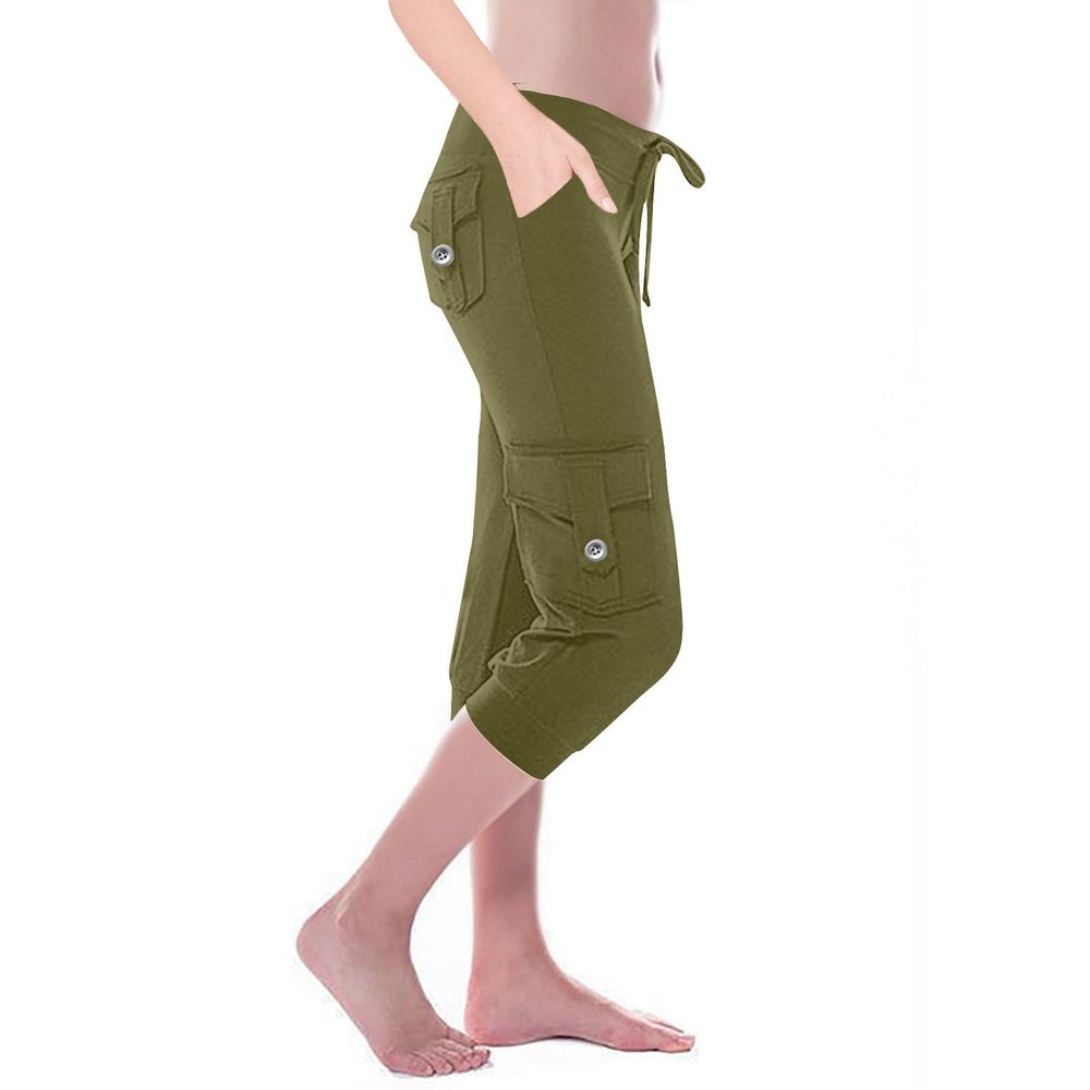 2024 Women's Cargo Capris Pants with Pockets Lightweight Yoga Hiking Pants Workout Sweatpants Summer Casual Trousers
