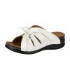 2024 Summer Wide Width Leather Platform Wedge Slides Heels,Fashion Bow Tie Decorative Open Toe Sandal Anti-Slip Breathable Walking Slippers with Arch Support Comfortable Slip On Slippers view 1