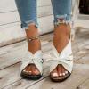 2024 Summer Wide Width Leather Platform Wedge Slides Heels,Fashion Bow Tie Decorative Open Toe Sandal Anti-Slip Breathable Walking Slippers with Arch Support Comfortable Slip On Slippers view 2