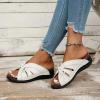 2024 Summer Wide Width Leather Platform Wedge Slides Heels,Fashion Bow Tie Decorative Open Toe Sandal Anti-Slip Breathable Walking Slippers with Arch Support Comfortable Slip On Slippers view 4