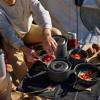 Walkervo Camp Cooking Utensil Set Outdoor Kitchen Gear Cookware Kit for 4-5 Person Non-Stick Lightweight Compact Pots Set with 1.1L Kettle Survival Cooking Kit for Outdoor Picnic Hiking Picnic,Black view 2