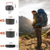 Walkervo Camp Cooking Utensil Set Outdoor Kitchen Gear Cookware Kit for 4-5 Person Non-Stick Lightweight Compact Pots Set with 1.1L Kettle Survival Cooking Kit for Outdoor Picnic Hiking Picnic,Black view 4