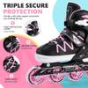 2PM SPORTS Boys Adjustable Inline Skates with Full Light Up Wheels, Fun Beginner Roller Skates for Kids Girls Youth - Pink Large view 3