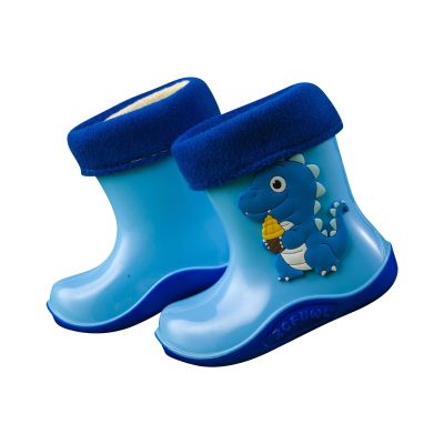 NineFit Basics Toddler Rain Boots for Boys Girls, Dinosaur Cute Fun aterproof Non-Slip Bottom for Outdoor Play Kids Rain Shoes (Blue, 1 Big Kids)
