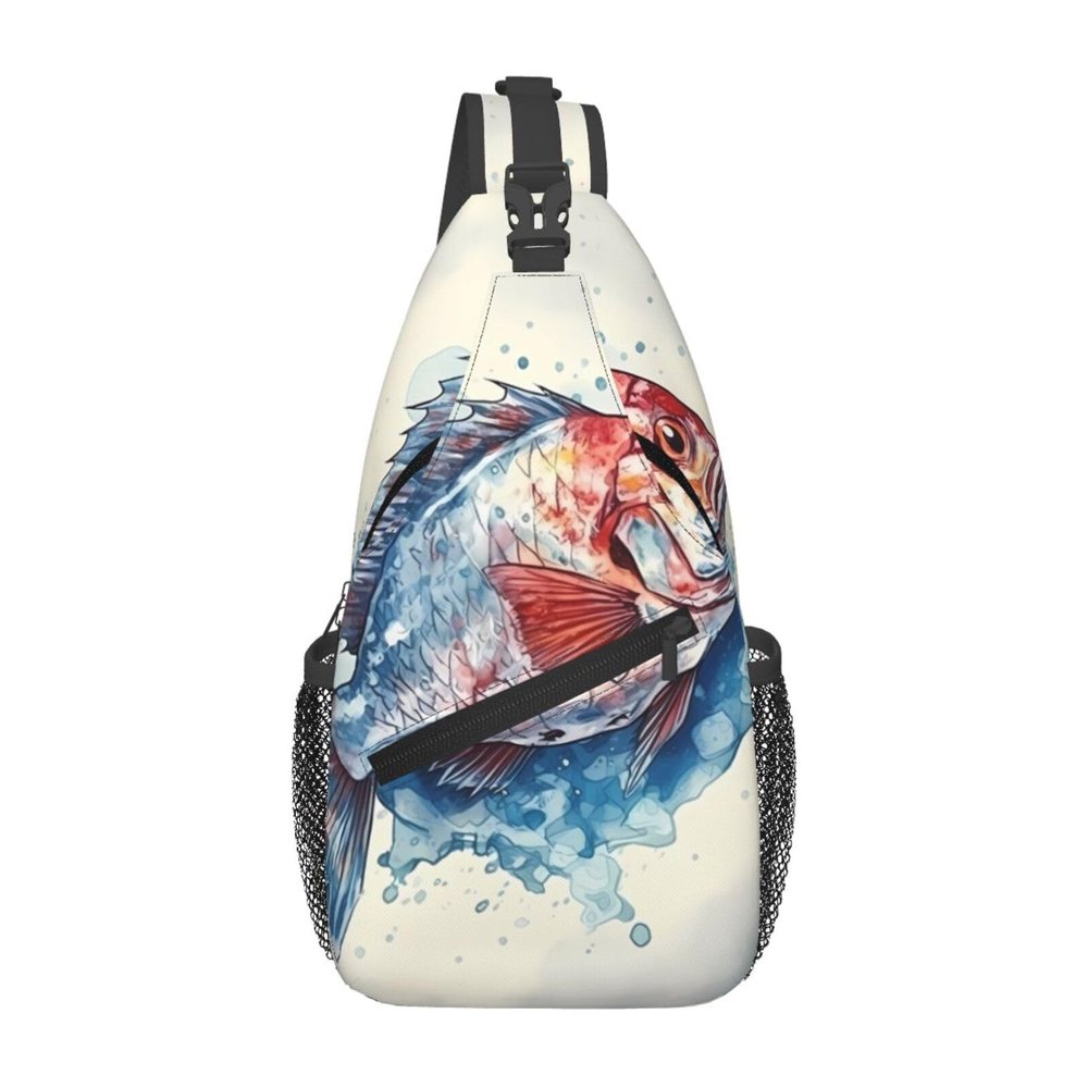 BTCOWZRV Fish Pattern Sling Backpack for Women Men Cross Chest Bag Diagonally Crossbody Shoulder Bag Travel