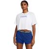 Under Armour Womens Boxy Crop Branded Short Sleeve T-Shirt - Quick Drying MD White (White) view 1