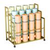 CMYUN Yoga Mat Holder Stepped Yoga Mat Rack with Wheels, Home Yoga Mat Basket for Foam Roller Yoga Block Dumbbell, Metal Yoga Mat Holder/Yoga Accessories (Color : Gold) view 1