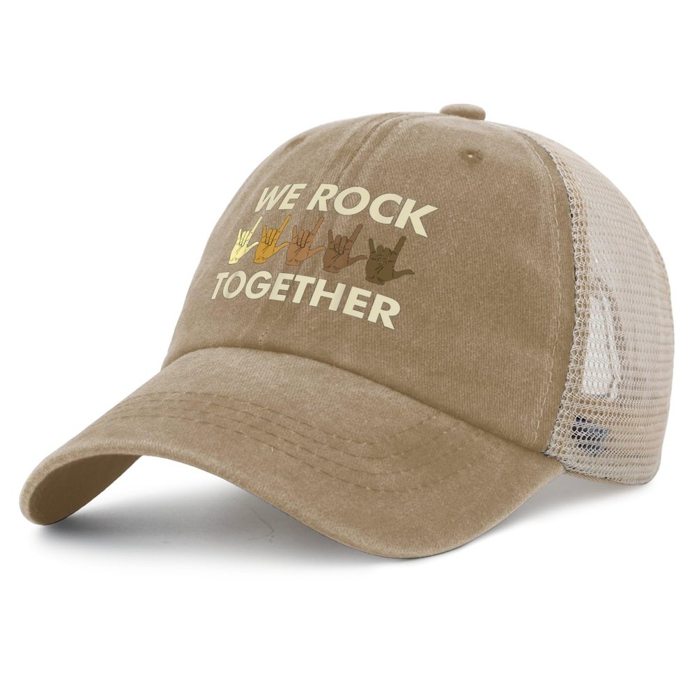 NineFit Basics We Rocks Together Hat Women Humor Caps Mens Pigment Khaki Cycling Cap Plain for Farmer