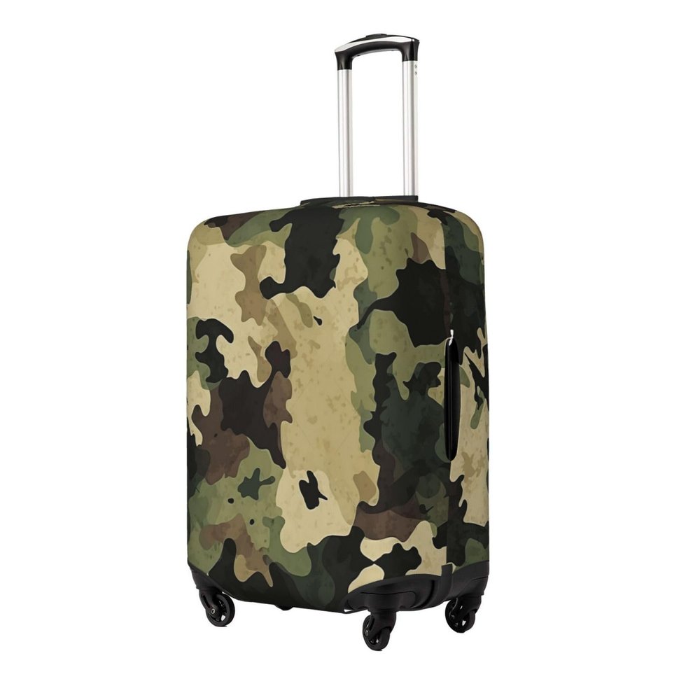 XYFCS Travel Luggage Cover Elastic Suitcase Protector Washable Baggage Covers Fit For 18-21 Inch Luggage Vintage Green Camo Print Suitcase Cover S