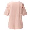 Women's Embroidered Shirt Cotton Linen Short Sleeve Blouses Peasant Boho Tops Casual V Neck Loose Tunics Stylish view 2