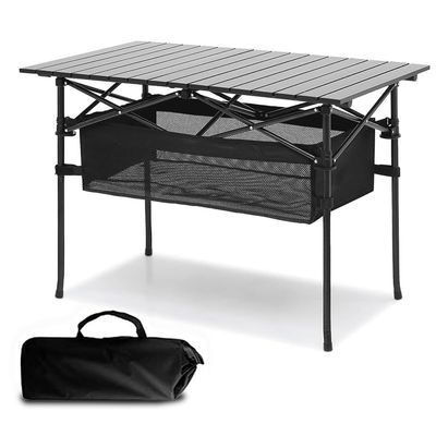 Outdoor Folding Portable Picnic Camping Table, Aluminum Roll-up Table with Easy Carrying Bag, with Mesh Storage Bag for Indoor,Outdoor,Camping, Beach,Backyard, BBQ, Party, Patio, Picnic(medium)