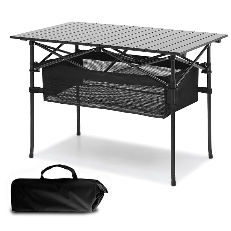 Outdoor Folding Portable Picnic Camping Table, Aluminum Roll-up Table with Easy Carrying Bag, with Mesh Storage Bag for Indoor,Outdoor,Camping, Beach,Backyard, BBQ, Party, Patio, Picnic(medium)
