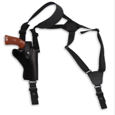 Barsony Black Leather Cross Harness Vertical Shoulder Holster for Uberti Cattleman Left
