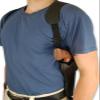 Barsony Black Leather Cross Harness Vertical Shoulder Holster for Uberti Cattleman Left view 2