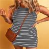 Udeniy Womens Casual Summer Dresses Sexy Sleeveless Mini Dresses Striped Bodycon Dresses Club Dress for Womens Date Night A-Grey view 2
