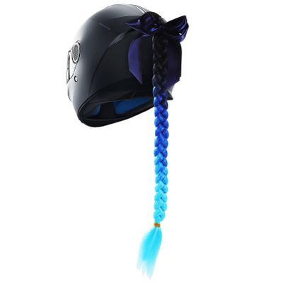 GLEAVI Helmet Pigtails with Bow Knot: Ponytail Bicycle Helmet Gradient Ramp Braids Ponytail with Suction Cup(not Included)