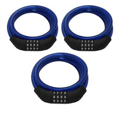 4 ft Steel Cable Bicycle Lock  10mm PVC Coated, 4-Digit Resettable Combination for Bikes, Scooters, and Outdoor Use