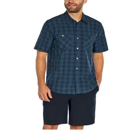 Orvis Mens Short Sleeve Shirts Casual - Woven Shirt Men with Chest Pockets - Button Down Shirts Collared (Blue, S), Small