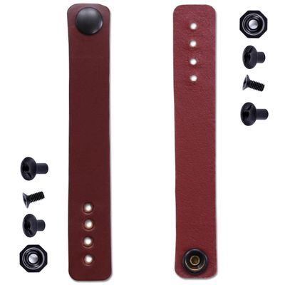 [2 Pack] IWB Belt Loop - (8-9oz Leather) - Chestnut w/Black Pull-The-Dot Snap & Mounting Hardware - 6.0 x 0.875 Inches - for IWB Holster Carry - (Fit 1.25-2.00 Inch Belts (Adjustable)