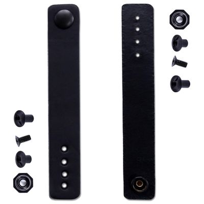 [2 Pack] IWB Belt Loop - (8-9oz Leather) - Black w/Black Pull-The-Dot Snap & Mounting Hardware - 6.0 x 0.875 Inches - for IWB Holster Carry - (Fit 1.25-2.00 Inch Belts (Adjustable)