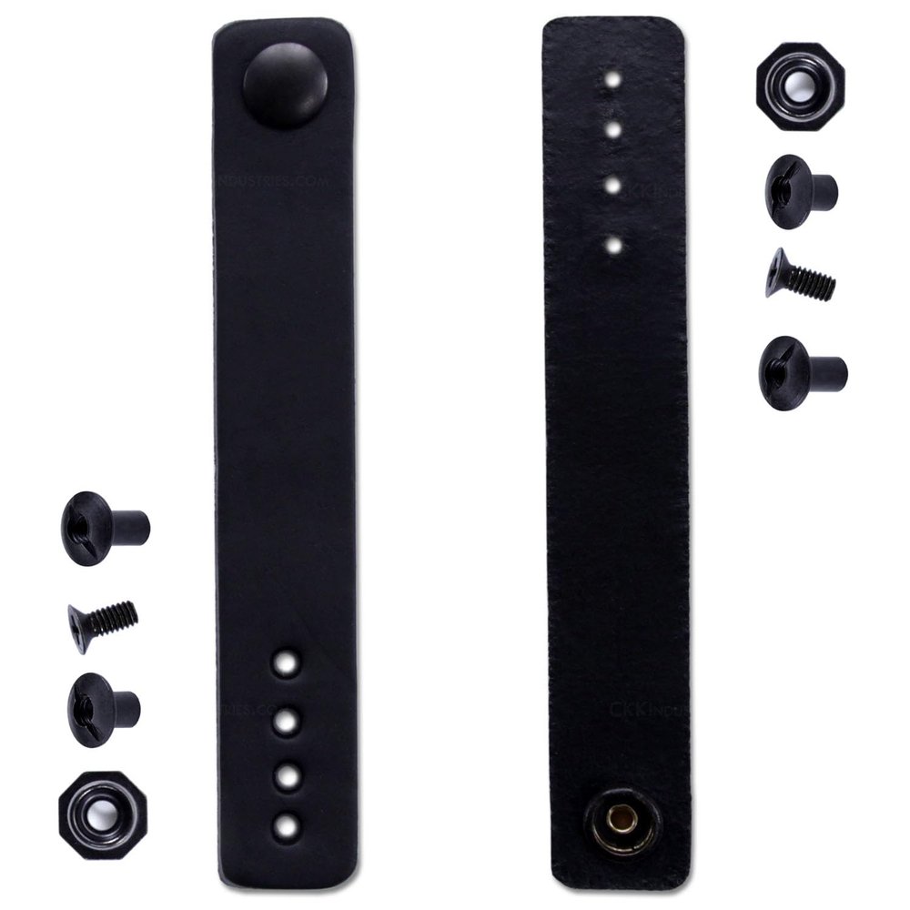 [2 Pack] IWB Belt Loop - (8-9oz Leather) - Black w/Black Pull-The-Dot Snap & Mounting Hardware - 6.0 x 0.875 Inches - for IWB Holster Carry - (Fit 1.25-2.00 Inch Belts (Adjustable)