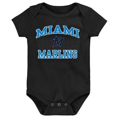 Outerstuff MLB Officially Licensed 0-24 Months City Headline Arch Logo Creeper Bodysuit Romper (Miami Marlins - Black, 6/9 Months)