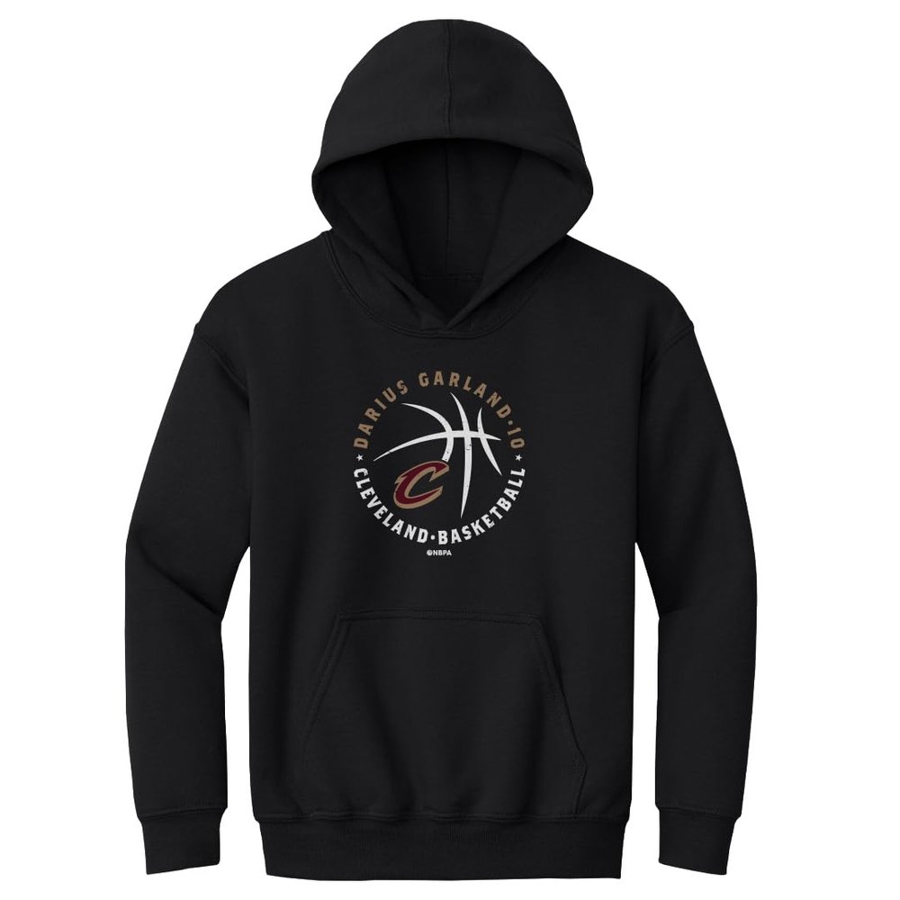 500 LEVEL Darius Garland Cleveland Cavaliers Youth Hoodie Sweatshirt - Darius Garland Cleveland Cavaliers Player Ball WHT (Black, X-Large)